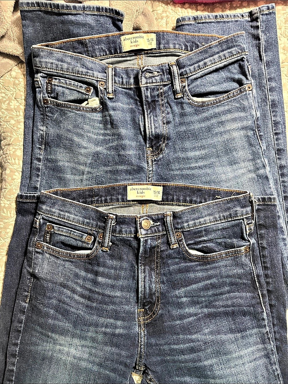Abercrombie Kids Straight Boys Size 15/16 Blue Jeans 2 pair light and dark pair